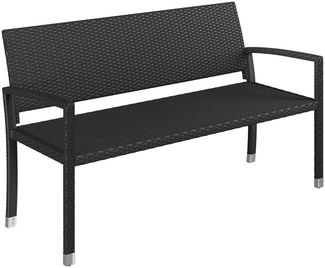 STEELSØN 'Mirador' Polyrattan Bank 3 Sitzer, schwarz, 150 cm, wetterfest & UV-beständig, Outdoor Sitzbank, Gartenbank bis 320 kg belastbar