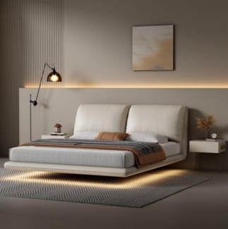 JVmoebel Bett Weißes Wandbett Schlafzimmer Designer Holzgestell Möbel (1-tlg, Nur Bett), Made in Europa