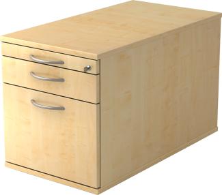 bümö Rollcontainer mit Hängeregister für Hängeordner, Container abschließbar in Ahorn - Rollwagen mit Hängeregistratur als Schreibtisch Unterschrank od. Bürocontainer m. Bogengriffe, TC20-3-3-BM