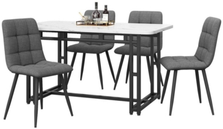 i@home Essgruppe Schwarz Esstisch mit 4 Stühlen Set,Moderne Küche Esstisch Set, (5-tlg, 1 Tisch / 4Stühle), Dunkelgrauer Leinen Esszimmerstuhl, Schwarz Eisen Beintisch, 120x70cm
