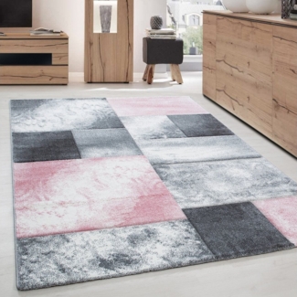 Carpettex Frisé-Teppich Kariert Design, Läufer, Höhe: 13 mm, Designer Wohnzimmer Teppich Kurzflor Konturenschnitt Kariert Design