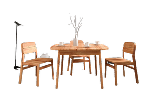 Esstisch Swig aus Kernbuche massiv geölt 100x140 cm mit Holzbeinen