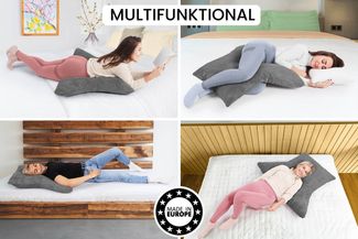 Amilian Schlafkissen - Lesekissen für Bett und Sofa - Seitenschläferkissen - Stillkissen, Seitenschläfer, Rückenlage, Schlafkissen für Seitenlage, Kissen mit Füllung und abnehmbarem Bezug - Stillhilfe