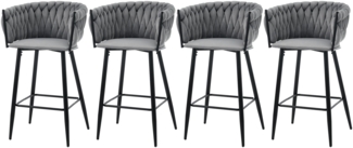 Merax Samt-Esszimmerstühle '4er Set', luxuriös, mit Metallbeinen, Grau, für Wohnzimmer
