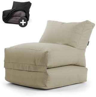 mokebo Sitzsack Der Summerdream (mit Schutzhülle), Sitzhocker Outdoor, Fußhocker, Hocker & Sitzkissen eckig Lichtgrau