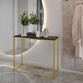 AX LIVING Flur Konsolentisch Lortie 80 cm schwarz gold Metallgestell