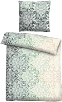 Traumhaft schlafen - Castell - Markenbettwäsche Feinbiber Bettwäsche 0301127 MANDALA, fichte, 1x 155x220 cm + 1x 80x80 cm