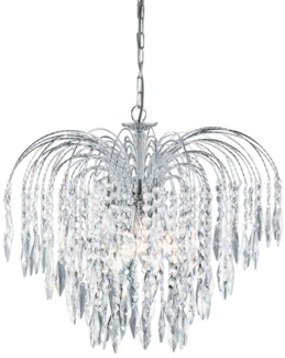 Waterfall, 5Flammige Deckenleuchte, Chrom, Klarer Kristall