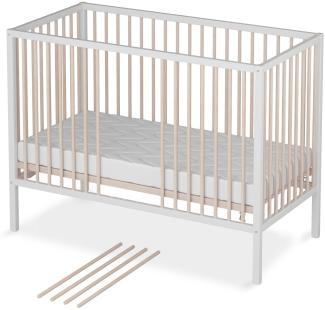 Sämann Babybett Sleepy 60x120 cm mit Matratze BASIC delight, weiß/natur