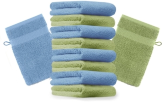 Betz Waschhandschuh 10 Stück Waschhandschuhe Premium Farbe apfelgrün und hellblau, Baumwolle (Set, 10-St), 100% Baumwolle