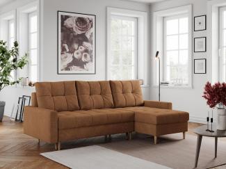 Ecksofa mit Schlaffunktion, Universal Schlafsofa - COLIN, Orange, Stoff