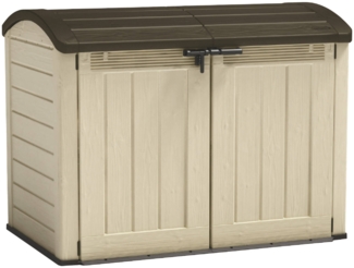 Dmora Gartenschrank Hinton, Gartenmöbel, Mehrzweck-Gartenschrank, Container für Balkon oder Garage, 177x113 h134 cm, Beige