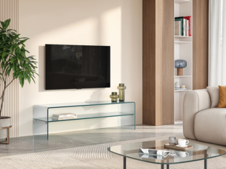 Vente-unique - TV-Möbel mit 1 Ablage - Glas - STILEOS