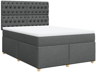 vidaXL Boxspringbett mit Matratze Dunkelgrau 140x190 cm Stoff 3291283