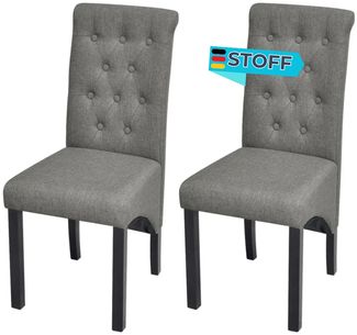 Esszimmerstühle VEDA 2er Set Hellgrau Stoff | Polsterstühle Küchenstuhl Wohnzimmerstühle Essstühle bequem