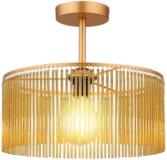 LED Deckenleuchte, goldfarben, Acrylstäbe amber, H 32 cm