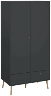 Dmora Kleiderschrank 2 Türen Kahina, Schlafzimmermöbel, Schrank, Garderobe, 99x58 h200 cm, Grau