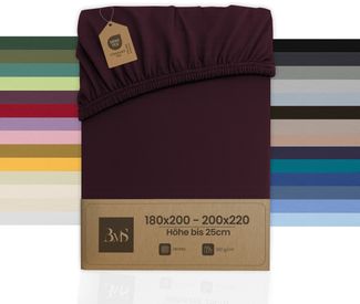 Jersey Spannbettlaken brombeer 180x200 - 200x220 cm Höhe bis 25cm