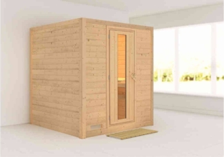 Karibu Sauna Innenkabine Mojave Innensauna 3 Sitzbänke aus Holz Saunakabine mit 40 mm Wandstärke Dampfsauna mit Montagematerial