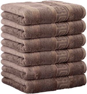 CAWÖ Gästetuch, 6er Pack - C Noblesse, Walkfrottier, Baumwolle Walnuss 30x50cm