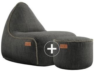 RETROit Cobana Outdoor Sitzsack Loungsessel mit Hocker – Sparset grau