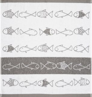 Kracht Geschirrtuch Kiss Fish, (Set, 3-tlg, 3-teilig), 3er Pack Frottee Küchenhandtücher (3 Stück) ca. 50x50 cm 100% Baumwolle