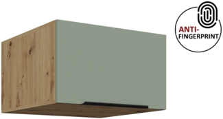 Küchen Aufsatzschrank 60 cm ARIA Aquamarin ultra matt + Eiche Artisan matt, hochwertige Fronten mit Anti Fingerprint Beschichtung Küchenzeile Küchenblock