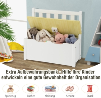 4-teiliges Tisch- und Stuhl-Set für Kinder 2 in 1 Set aus Holz für Kleinkinder Natur + Weiß