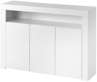 Merax Sideboard mit 3 Türen und 1 offene Fach, Hochglanz Front mit LED,Kommode mit verstellbaren Einlegeböden