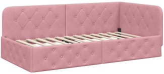 vidaXL Eckbettgestell mit Kopfteil Rosa 90x190 cm Samt 42016526