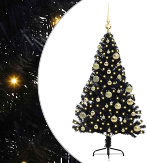 vidaXL Künstlicher vorbeleuchteter Weihnachtsbaum Schwarz 120 cm PVC 3397119