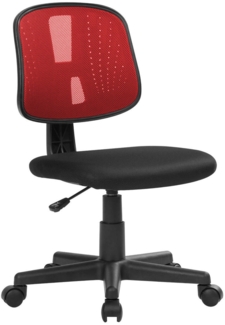 Dmora Stuhl mit Rädern Cefeo, Arbeitsbürostuhl, ergonomischer Bürositz, 49x43h81/93 cm, Schwarz und Rot