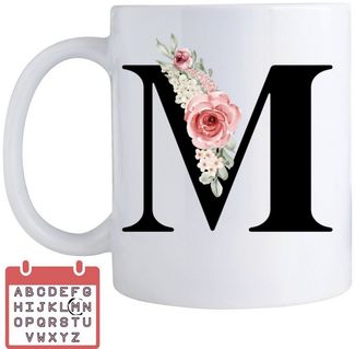 Giftandprint Tasse personalisiert mit Anfangsbuchstabe Monogramm Geburtstag Geschenk Frau, Geschenke für Frauen, Spülmaschinengeeignet, Mit Geschenkbox