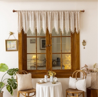 BYSURE Scheibengardine, Stangendurchzug (1 St), Kleine Vorhänge mit Quasten im Bohème-Stil