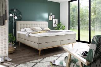 Boxspringbett >Massello< in beige aus Stoffbezug - 182x118,5x208cm (BxHxT)