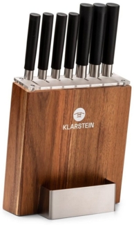 Klarstein Messerblock mit Messer, 7-Teiliges Messer-Set mit Block, 7 Küchenmesser & Holz-Messerblock, Scharfes Stahl-Messerset, Kratzfest, Japanisch Inspiriertes Messerset mit Block für Profiköche