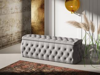 Polsterhocker mit Stauraum Betthocker SEVRA 180x50x45 cm Elisa Velvet Hellgrau