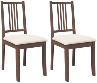 vidaXL Esszimmerstühle mit Kissen 2 Stk. Braun Massivholz Gummibaum 4102395