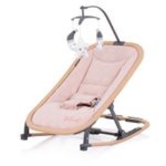 Chipolino Babywippe Velvet faltbar Spielbogen Holzoptik Sicherheitsgurt bis 9 kg rosa