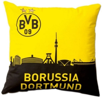 Borussia Dortmund, BVB-Kissen mit Skyline, Schwarz / Gelb, 40x40 cm