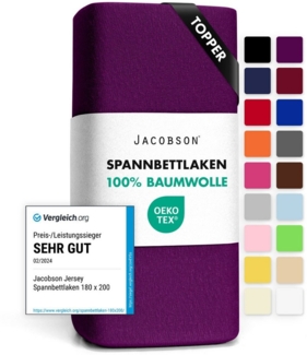 Jacobson Spannbettlaken TOPPER aus 100% Baumwolle, Jersey Bettlaken 160 g/m², Spannbetttuch mit Gummizug, OEKO-TEX®, pflegeleicht, viele Farben