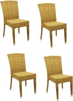 4x KONWAY® MAUI Stapelstuhl Tabaco Polyrattan Garten Sessel Stuhl Set stapelbar