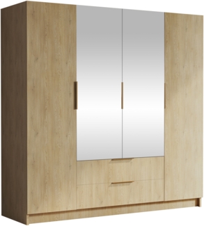 Kleiderschrank Sozor II (Farbe: Eiche Cremona / Eiche Cremona + Gold)
