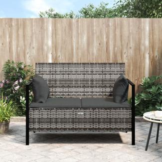 vidaXL Gartenbank 2-Sitzer mit Kissen Grau Poly Rattan 364111