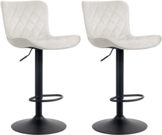 CLP 2er Set Barhocker Emma höhenverstellbar und 360 drehbar,creme Samt