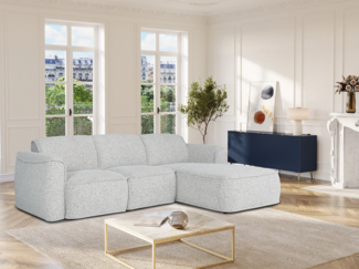 Vente-unique - Ecksofa - Ecke rechts - melierter Stoff - Grau - DIOMARO