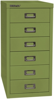 Bisley Multidrawer Schubladenschrank aus Metall mit 6 Schubladen DIN A4 ohne Sockel - Farbe: Grün, L296-604