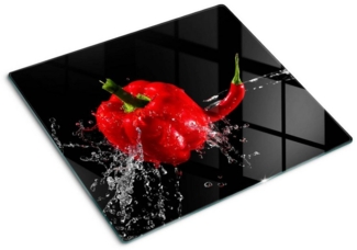 Tulup Kräuterschneidebrett Herdabdeckplatte Glasabdeckplatte Gehärtetes Glas Küche Spritzschutz, (1-St), Chili-Pfeffer