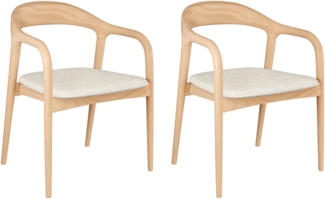 skølm 'Sól' Armlehnstuhl 2er-Set, Massivholz lackiert, natur, vormontiert, bis 125 kg belastbar, mit Sitzpolster