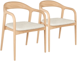 skølm 'Sól' Armlehnstuhl 2er-Set, Massivholz lackiert, natur, vormontiert, bis 125 kg belastbar, mit Sitzpolster